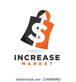 increase logo with market concept