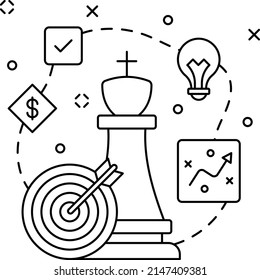 increase market share vector line icon design, business corporation symbol, Joint partnership Sign, Sales and Marketing management stock illustration, gamification strategies in target market Concept