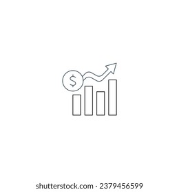 increase money growth concept line icon. Simple element illustration. increase money growth concept outline symbol design.