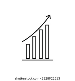 increase money growth graph icon, progress marketing, thin line