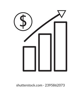 increase money growth icon, marketing progress, thin line symbol on white background - vector illustration.