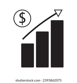 increase money growth icon, marketing progress, thin line symbol on white background - vector illustration.