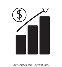 increase money growth icon, marketing progress, thin line symbol on white background - vector illustration.