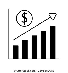 increase money growth icon, marketing progress, thin line symbol on white background - vector illustration.