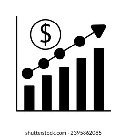 increase money growth icon, marketing progress, thin line symbol on white background - vector illustration.