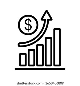 increase money growth icon on white background. vector eps 10