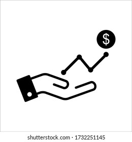 increase money growth icon on white background. vector eps 10