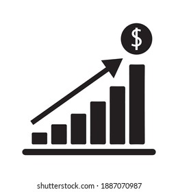 increase money growth icon on white background
