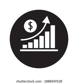 aumentar el icono del crecimiento del dinero en el fondo blanco