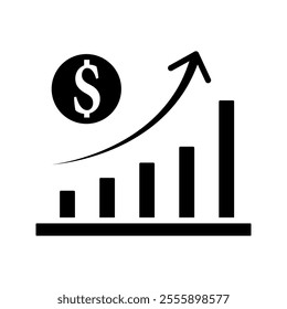 increase money growth icon on white background.color editable