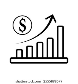 increase money growth icon on white background.color editable