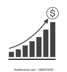 increase money growth icon, progress marketing, thin line symbol on white background - editable stroke vector illustration eps10