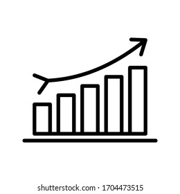 Icono de crecimiento del dinero, marketing de progreso, ilustración vectorial sobre fondo blanco.Icono de gráfico. símbolo de barra de gráficos para el diseño de su sitio Web