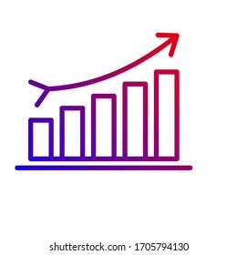 Icono de crecimiento del dinero, marketing de progreso, ilustración vectorial sobre fondo blanco.Icono de gráfico. símbolo de barra de gráficos para el diseño de su sitio Web