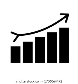 Icono de crecimiento del dinero, marketing de progreso, ilustración vectorial sobre fondo blanco.Icono de gráfico. símbolo de barra de gráficos para el diseño de su sitio Web