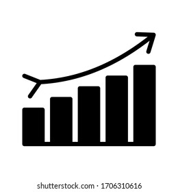 increase money growth icon, progress marketing, vector illustration on white background. Graph Icon. chart bar symbol for your web site design