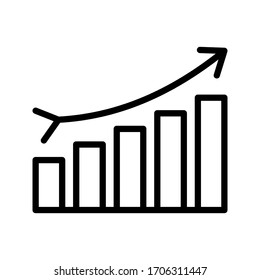 Icono de crecimiento del dinero, marketing de progreso, ilustración vectorial sobre fondo blanco.Icono de gráfico. símbolo de barra de gráficos para el diseño de su sitio Web
