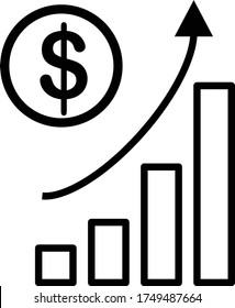icono de aumento del crecimiento del dinero, marketing de progreso