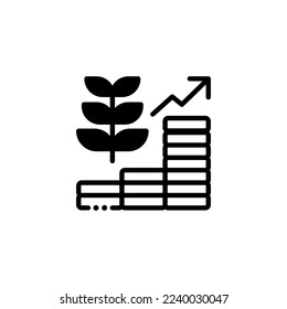 icono de aumento del crecimiento del dinero, marketing de progreso