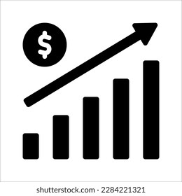 icono de aumento del crecimiento del dinero, marketing de progreso, vector de icono de aumento de ingresos, icono de aumento de beneficios. ilustración vectorial sobre fondo blanco
