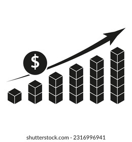 increase money growth icon, progress marketing. Vector illustration. Stock image.