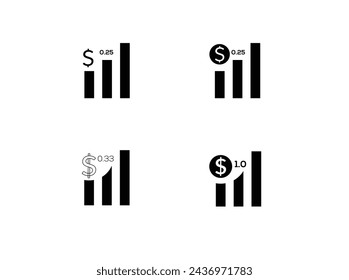 Increase money growth icon, progress marketing, thin line symbol on white background - editable stroke vector illustration set.