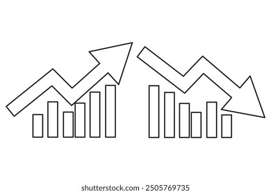 Icono de aumento de crecimiento de dinero, marketing de progreso, símbolo de línea delgada sobre fondo blanco - Ilustración vectorial editable de trazo EPS10