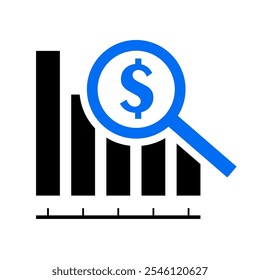 Icono de aumento de crecimiento de dinero, marketing de progreso, símbolo de línea delgada sobre fondo blanco 