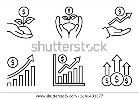 increase money growth icon set, progress marketing, Financial growth, vector illustration on white background