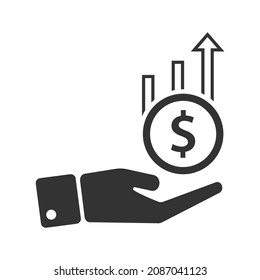 Incrementar la ilustración vectorial del icono de crecimiento del dinero. Símbolo de línea delgada sobre fondo blanco.