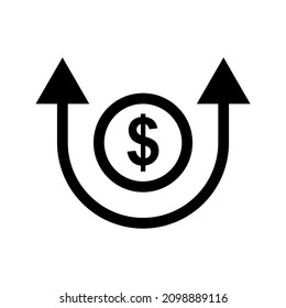icono de aumento del crecimiento monetario. Ilustración vectorial.