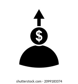 icono de aumento del crecimiento monetario. Ilustración vectorial.