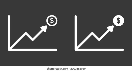 icono de aumento del crecimiento monetario. Ilustración vectorial.