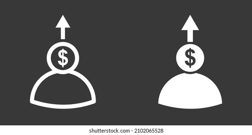 increase money growth icon. Vector illustration.
