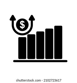 icono de aumento del crecimiento monetario. Ilustración vectorial.