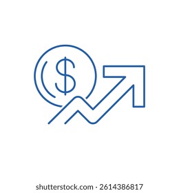 Increase money growth. Progress marketing.Vector linear icon isolated on white background.