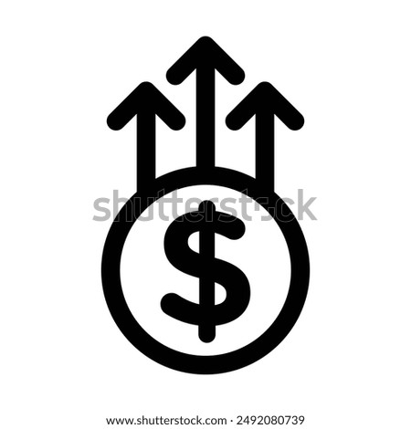 Increase money icon linear logo mark in black and white