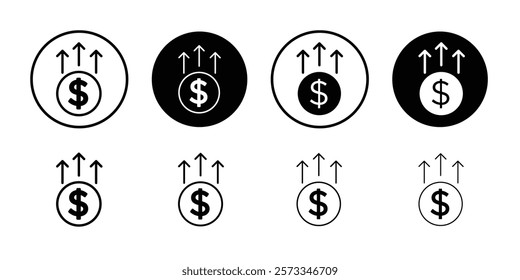 Increase money icon vector line logo mark or symbol set collection outline style