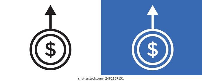 GELD-Logo-Zeichensatz-Vektorgrafik-Umriss erhöhen