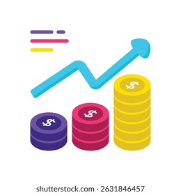 Icono de estilo de Vector de dinero de aumento. Archivo Eps 10