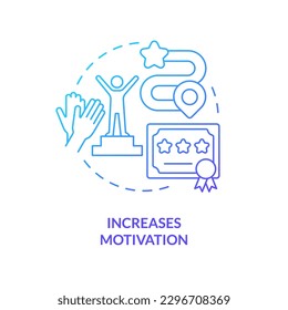 Increase motivation blue gradient concept icon. Students interest. Gamification benefits in e learning abstract idea thin line illustration. Isolated outline drawing. Myriad Pro-Bold font used