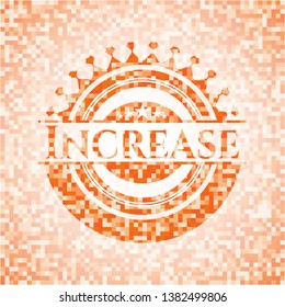 Increase orange mosaic emblem. Vector Illustration. Detailed.