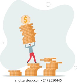 increase pension fund or revenue, financial success,flat vector illustration.