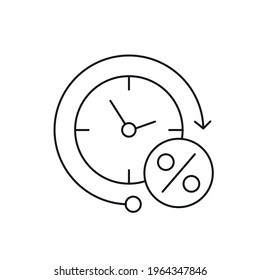 Increase percentage over time linear icon. Taxation. Thin line customizable illustration. Contour symbol. Vector isolated outline drawing. Editable stroke