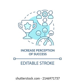 Increase perception of success turquoise concept icon. Stakeholder management abstract idea thin line illustration. Isolated outline drawing. Editable stroke. Arial, Myriad Pro-Bold fonts used