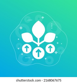 increase plant growth icon with arrows