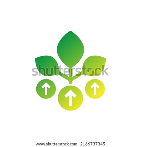 increase plant growth icon with arrows, vector