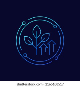 increase plant growth icon, line vector
