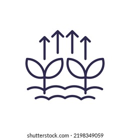 increase plant growth icon, line vector