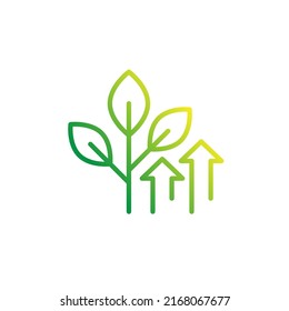 increase plant growth line icon on white